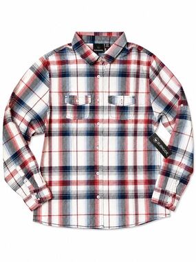 Burnside Women’s Red & Blue Plaid Button-Up Shirt